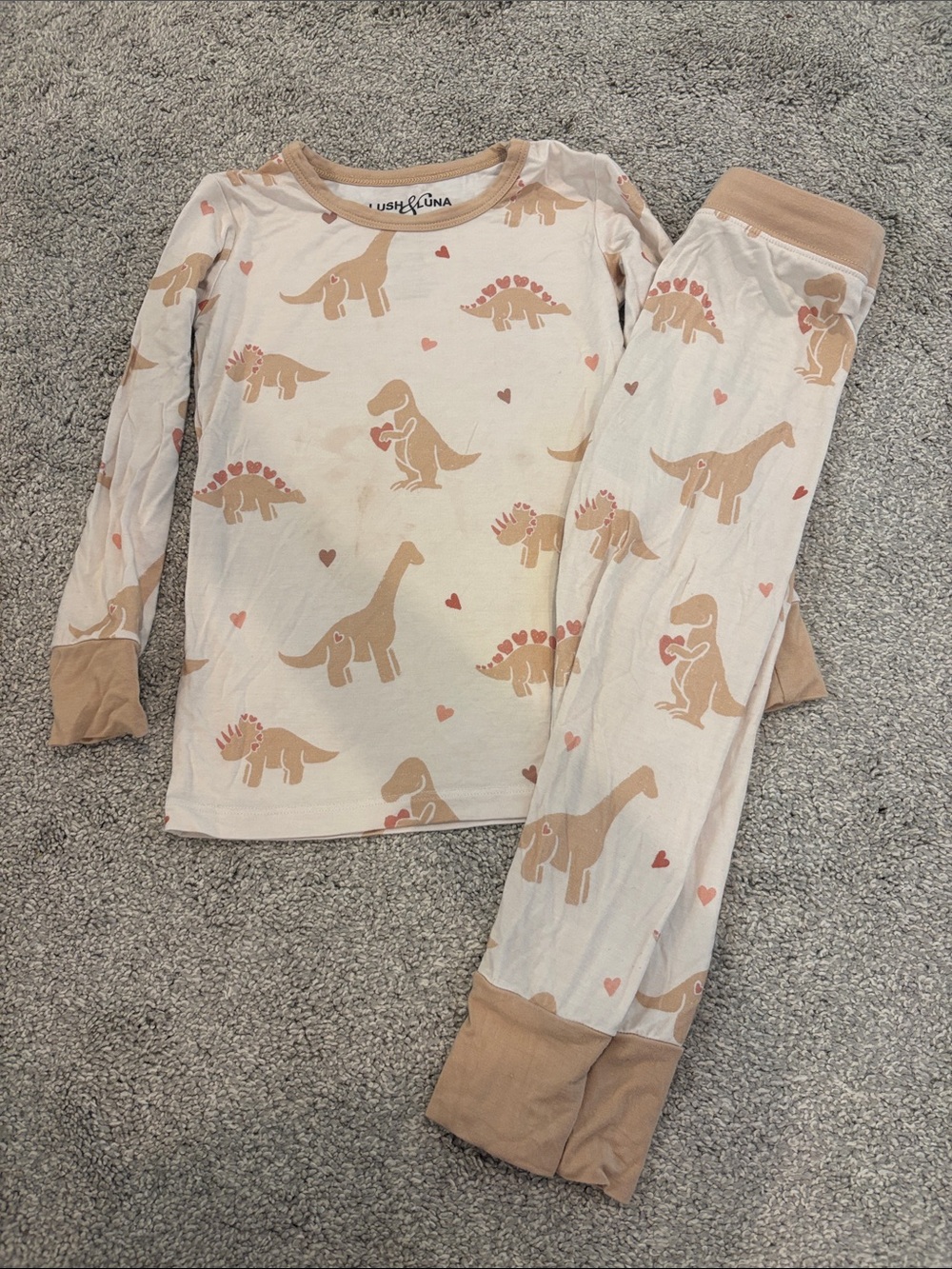 Lush & Luna toddler Dino heart Pajamas 3T